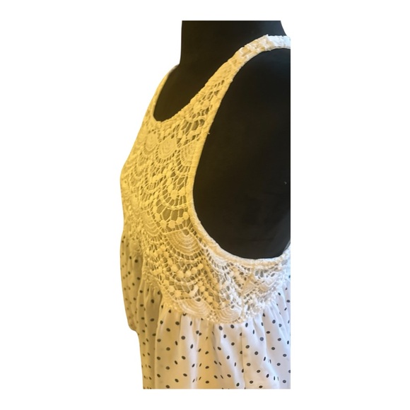 Abercrombie & Fitch Blue & White Polka Dot Lace Boho Crochet Tank Top — Size M - Picture 7 of 8